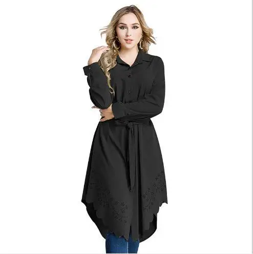 Мусульманские женские топы рубашка платье блузка Abaya Robe открытая свободная