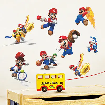 Виниловые наклейки на стену в стиле Super Mario Bros 30 х90 см|Наклейки стену| |