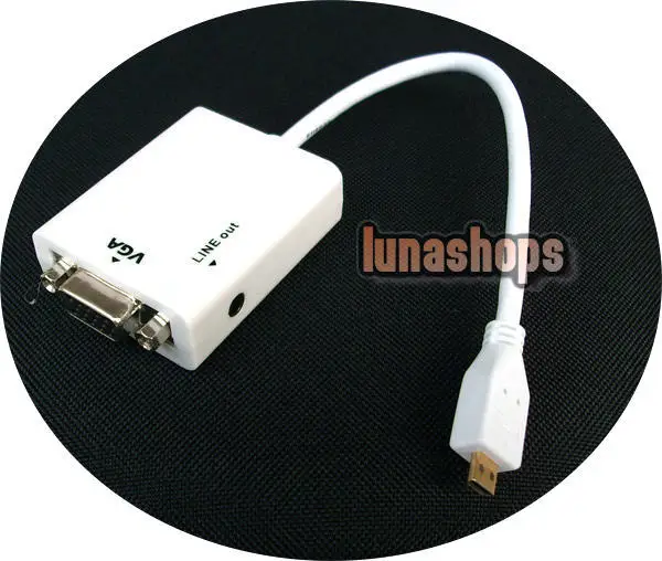 LN001966 Micro HDMI мужчин и женщин VGA Видео аудиоконвертер в коробке кабель (чип внутри) + 3