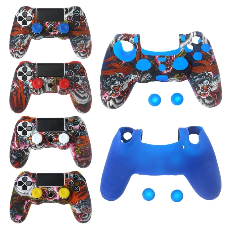 Защитный силиконовый чехол для контроллера геймпада + 2 колпачка PS4|Чехлы| |