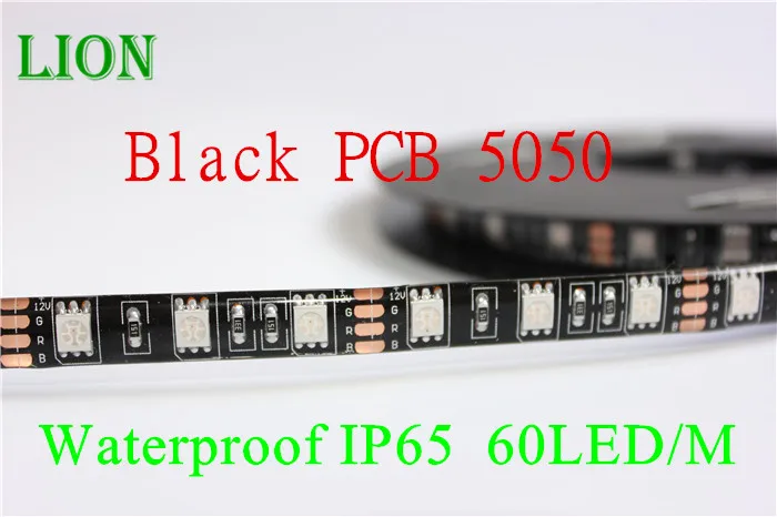 12 В постоянного тока черная Светодиодная лента PCB 5050 60 светодиодов/м печатная