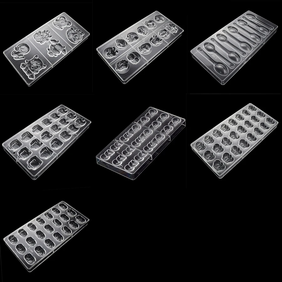 3D формы для шоколада, конфет, поликарбонатные пластиковые формы для выпечки, кондитерских изделий, тортов, инструменты, лотки для шоколадной формы, Рождественские Формы