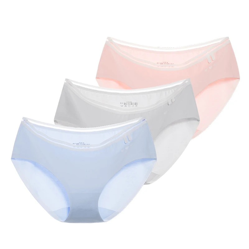 PAck 1 PinkGrayBlue THREEGUN трусики женские сексуальные прозрачные кружевные 3/комплект нижнего белья Бесшовные с низкой талией эластичные трусы из хлопка и спандекса - Цвет: PAck 1 PinkGrayBlue