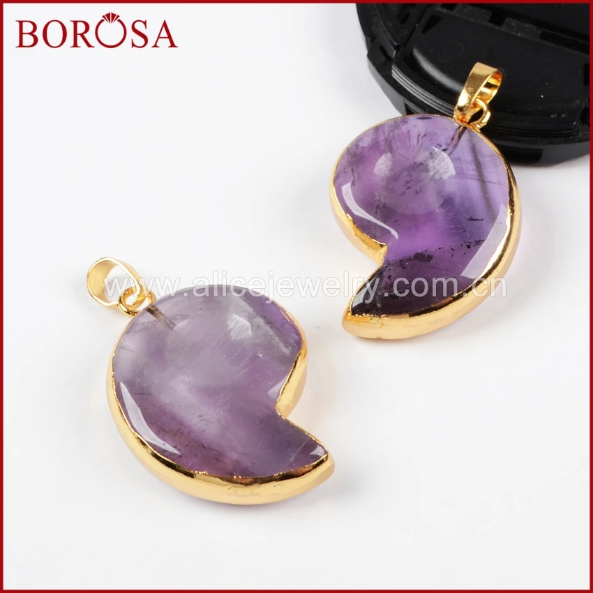 BOROSA модный 1 шт золотой цвет цельный аммонит кулон аметисты Druzy Кристалл