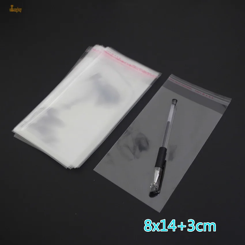 400 шт. прозрачные Перезаправляемые полиэтиленовые пакеты 8x14 + 3 см|bag bag|bag packbag cosmetic