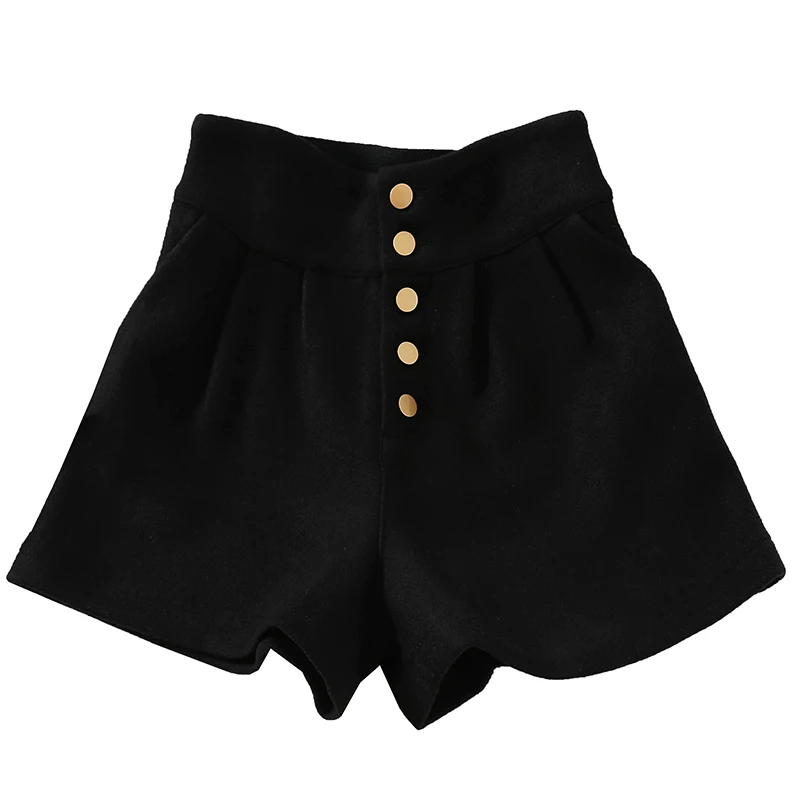 2019 новые модные женские Шорты Зима Элегантный Высокая талия похудения шерстяные