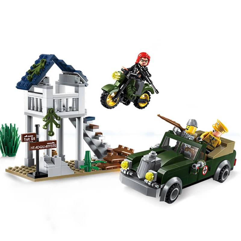 206 шт детские строительные блоки игрушки Legoingly город военный колесница мотоцикл