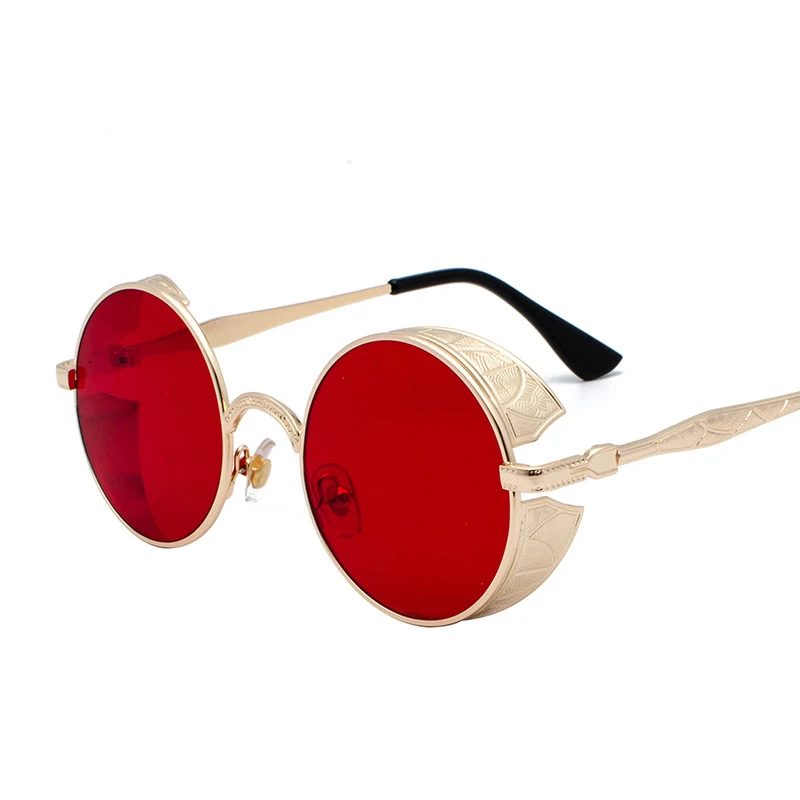 

2019 New Metal Steampunk Round Sunglasses Men Women Fashion Glasses Brand Designer Retro Vintage Sunglasses UV400 gafas