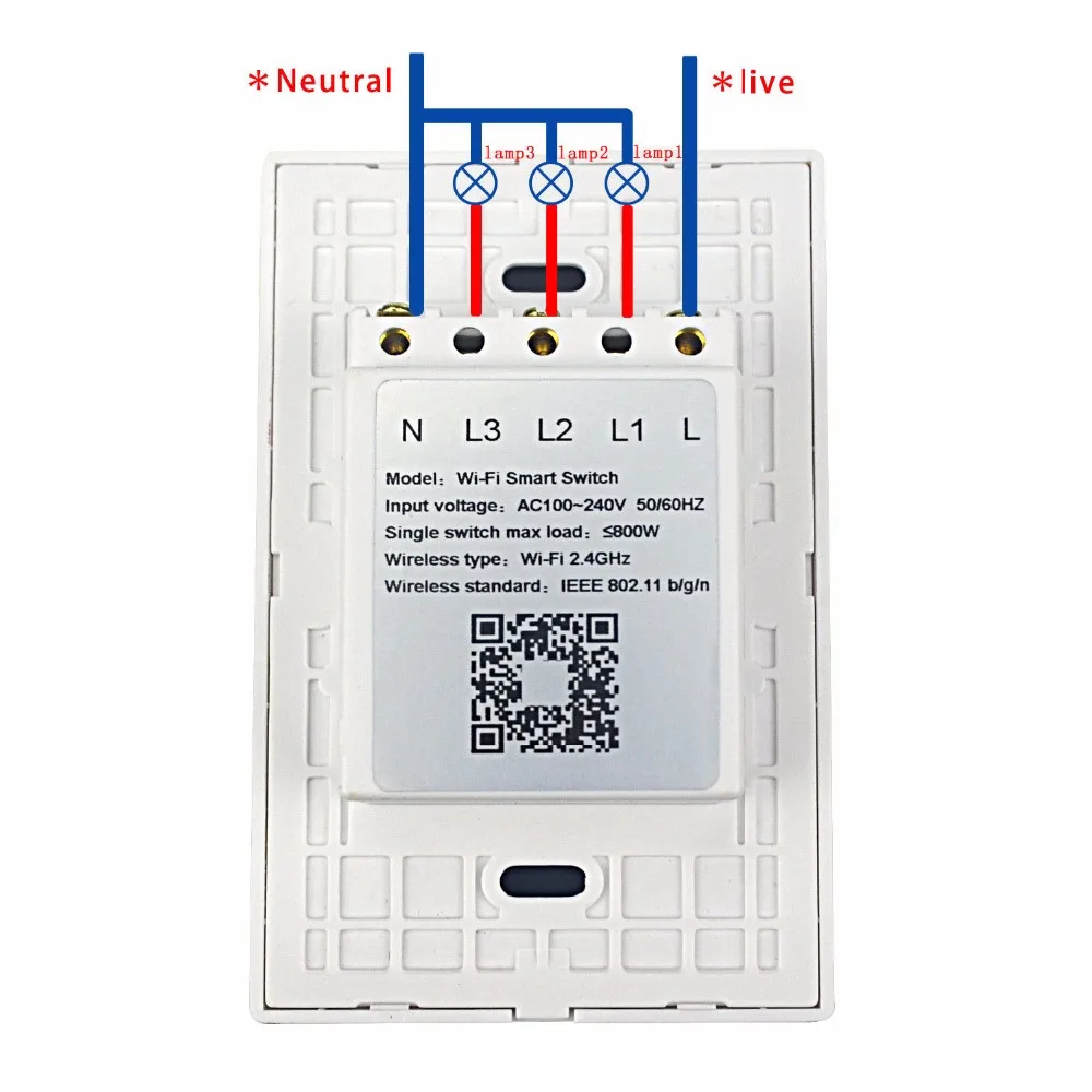 

LPSECURITY US Pulg WiFi Smart Light Wall Switch 3gang Glass Panel Touch Screen APP Remote Control Work with Amazon Alexa