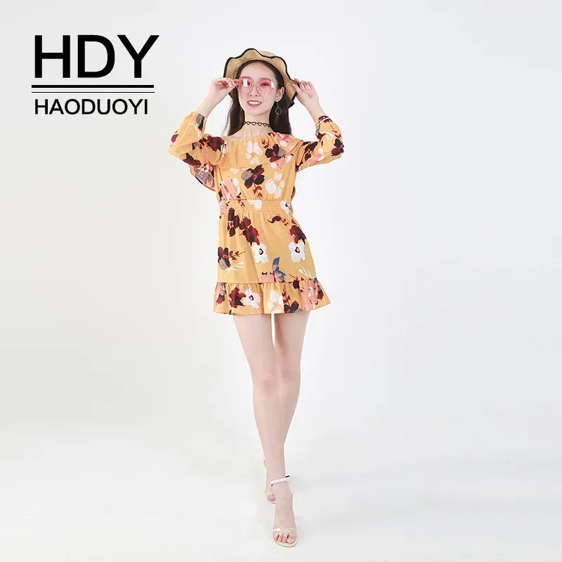 Платье с цветочным принтом HDY Haoduoyi элегантное платье без бретелек в европейском и