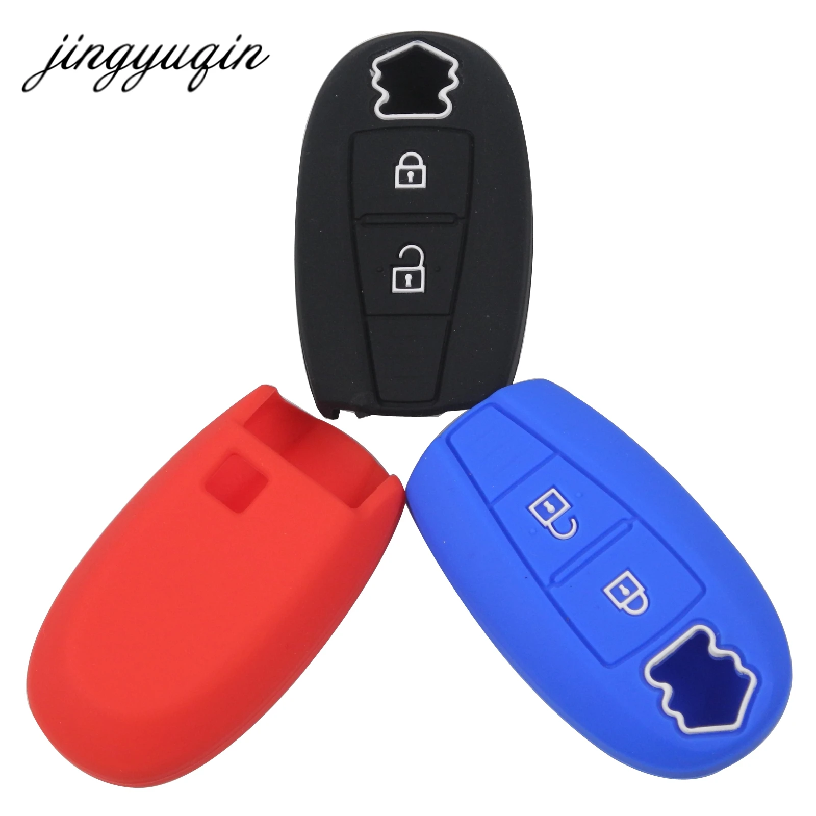 

jingyuqin Silicone Cover Smart Key Case For Suzuki Swift Kizashi SX4 S-Cross Car Keyless Fob Set Skin Holder Protection