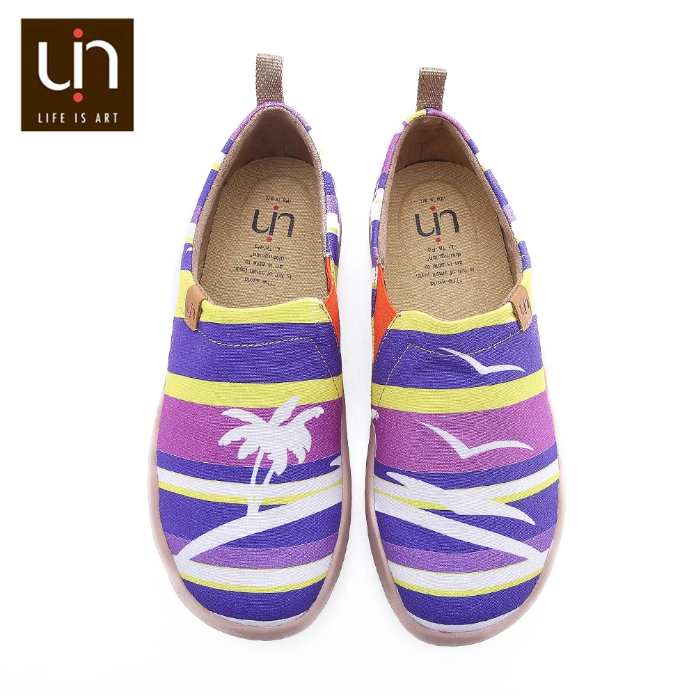 

UIN Air Love Design Painted Canvas Casual Shoes for Women Mixed Colors Slip-on Sneakers Trendy Travel Ladies Flats