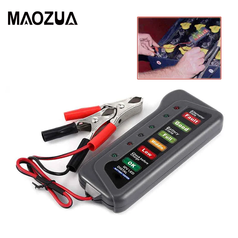 Высокое качество 12V Цифровой Батарея/Генератор тестер с 6 светодиодный свет
