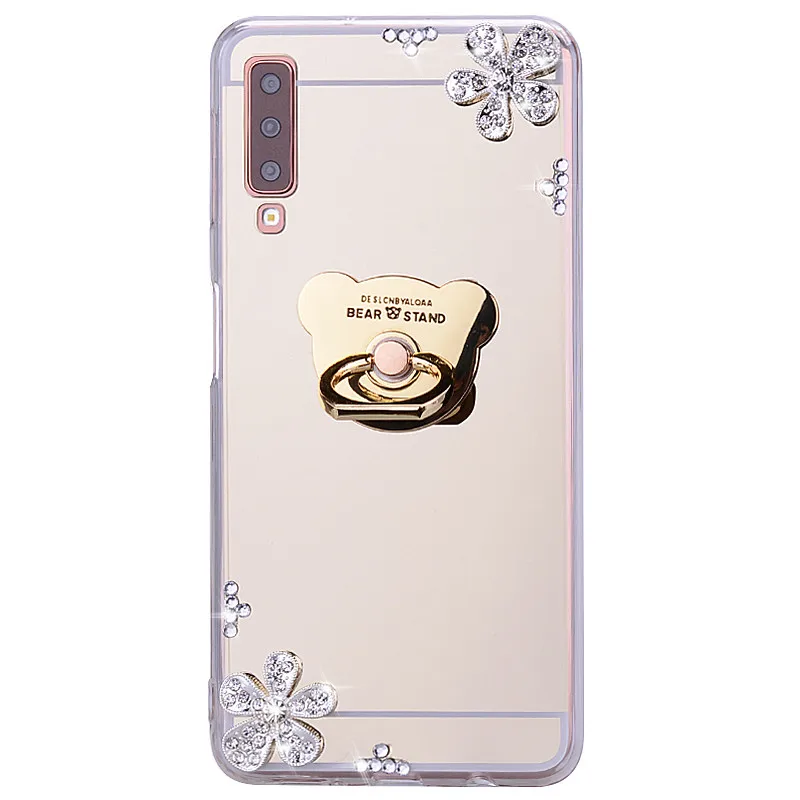 Мягкий силиконовый чехол A51 A71 зеркальный блестящий с кольцом для Samsung Galaxy A50 A70 S20 +
