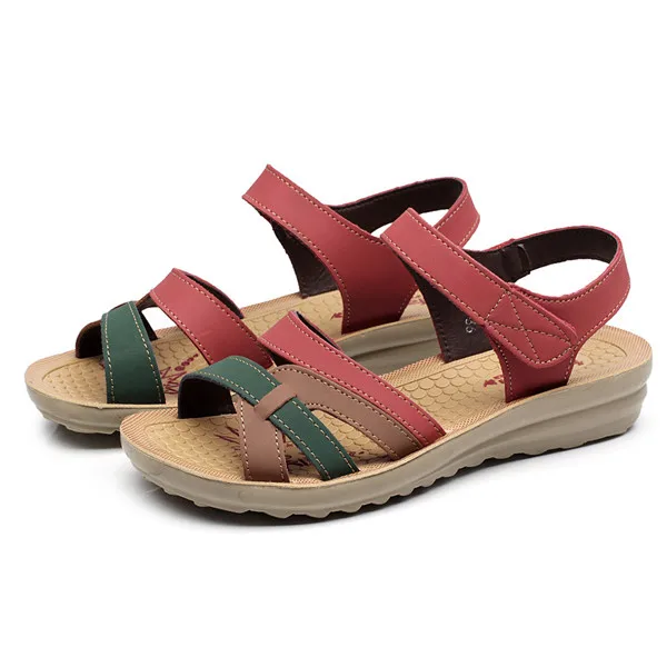 B-Sandals/Женская обувь; летние плоские сандалии женские сандалии на липучке; обувь; коллекция года; модная кожаная обувь; Sandalias Mujer
