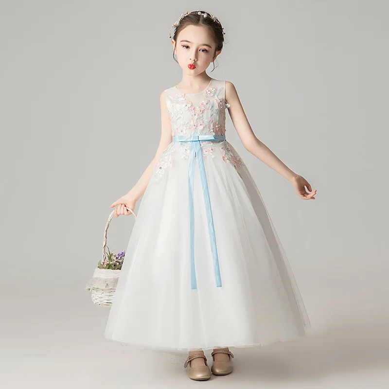 

Elegant 2020 New Summer Children Frocks Girls Birthday Wedding Event Party Long Princess Lace Dress Kids Celebration Sundress