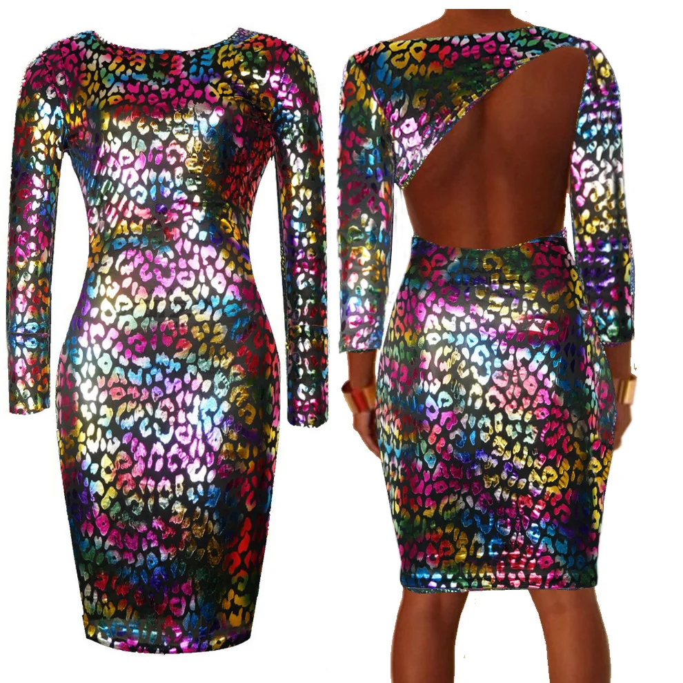 Новинка 2017 сексуальное леопардовое Бандажное платье из искусственной кожи с