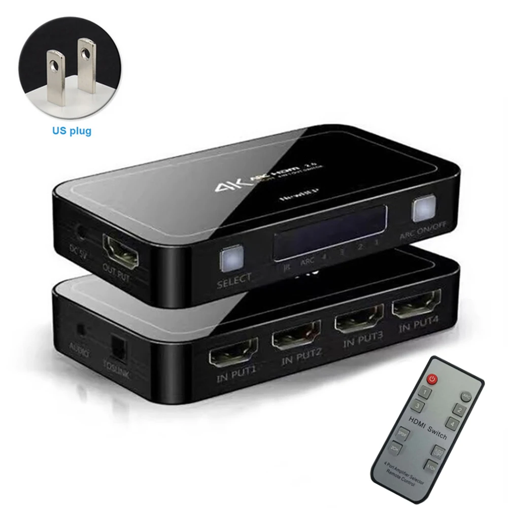 Селектор FHD с удаленный разделитель HDMI 2 0 3D коммутатор 4 Вход 1 выходной