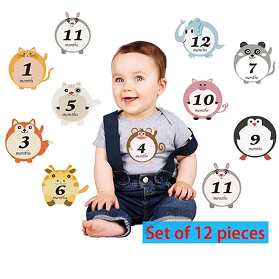 12pcs 12 шт./компл. милые Животные Стиль Детские ежемесячно памяти веху Запись Карт для новорожденных Подставки для фотографий Многоразовые Детские Сувениры - Цвет: 12pcs