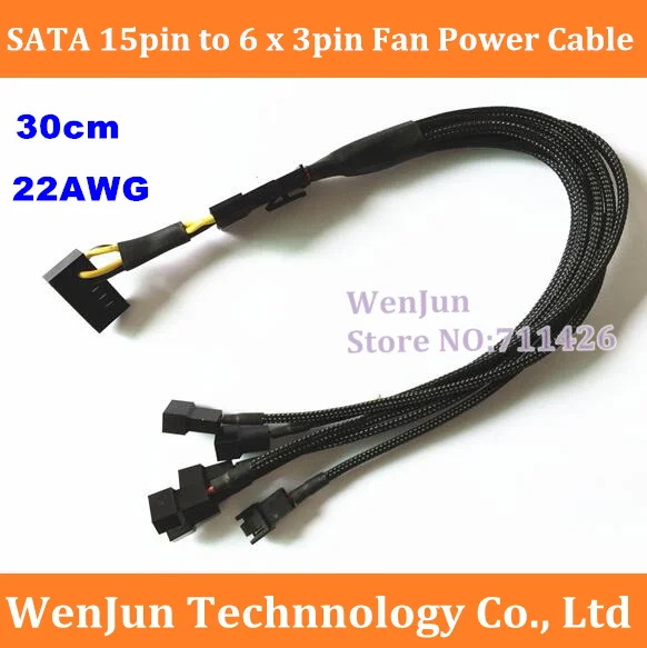 20 ШТ./ЛОТ Горячая Продажа 15-контактный SATA до 6 * 3-контактный разъем Y Splitter
