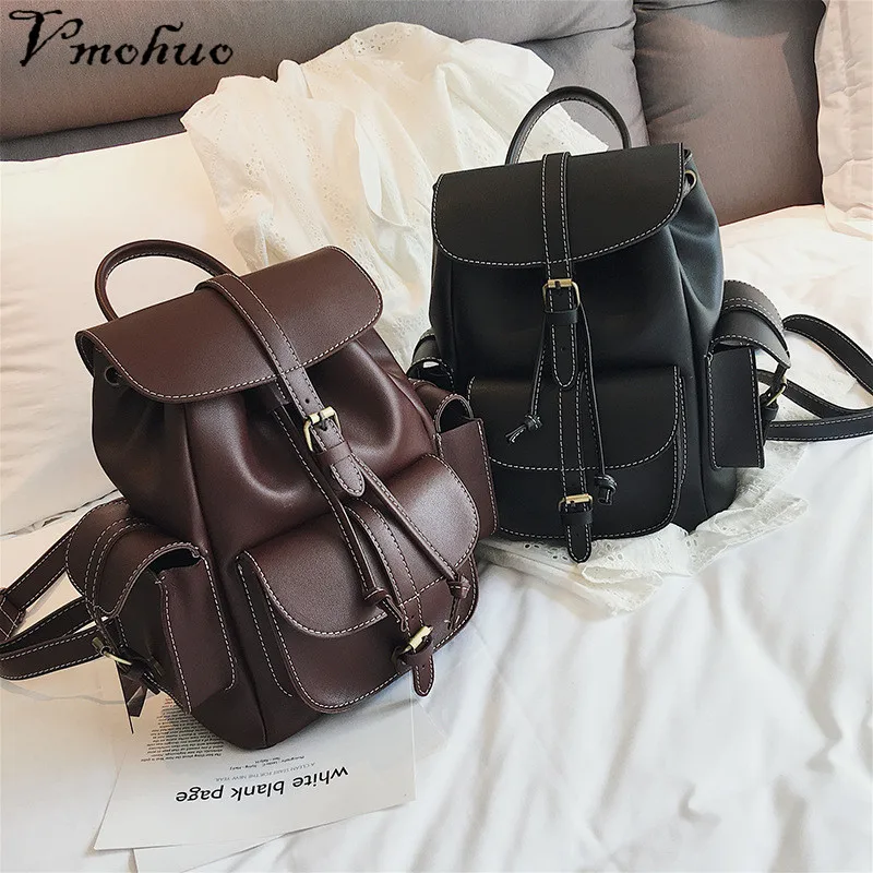 VMOHUO винтажный женский кожаный рюкзак Mochila Feminina Большой Школьный для девочек