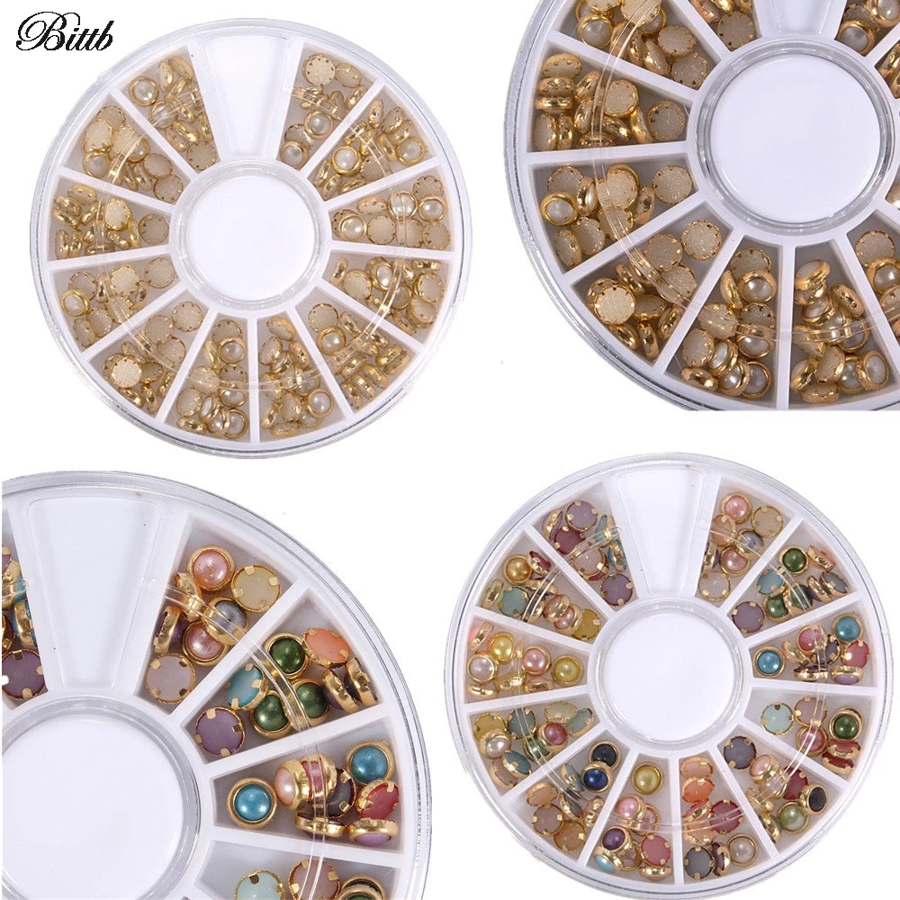 Акриловые Стразы для ногтей Bittb украшения металлические блестки полукруглые