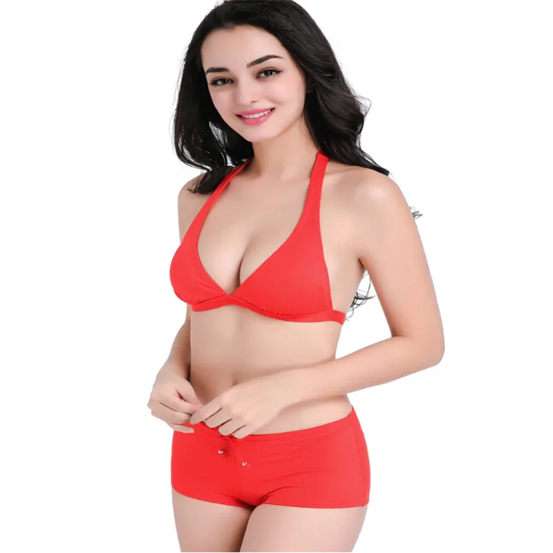 2017 popular Sexy Bathing Suits Bikini Set Halter Top Bikinis Women Swimwear Push Up Retro Female Swimsuit Beachwear |