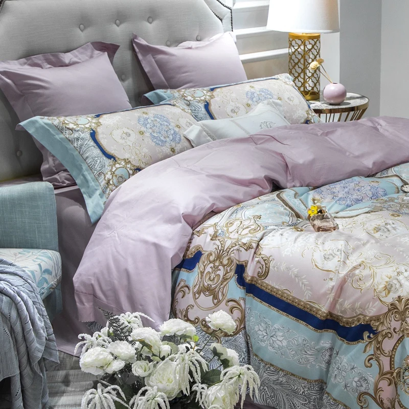 Простыня из египетского хлопка с геометрическим рисунком 4 предмета | Дом и сад