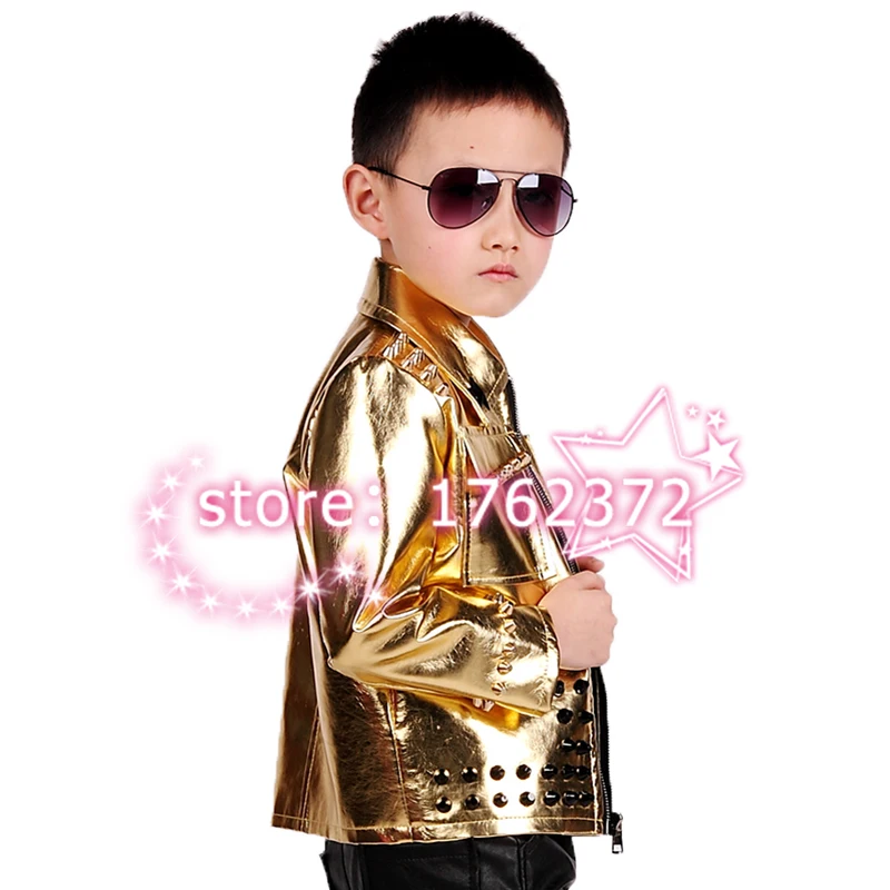 La MaxPa/модные детские кожаные блейзеры для мальчиков костюмы тонкая золотая