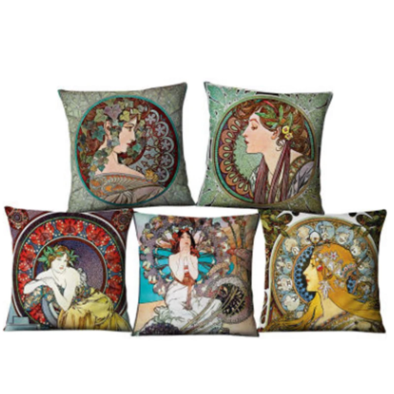 Pillow With Character Pattern European Pillows Linen Material Seat Cushion Texture Comfortable Soft Nap can be Used Chair | Дом и сад