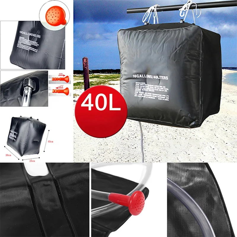 40L High Quality Portable Solar Heating Hiking Camping Shower Bag Environmental PVC Material Bag Outdoor Washing