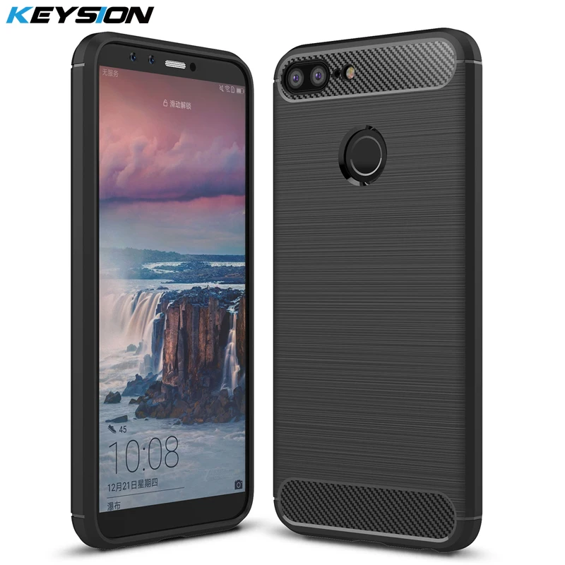 KEYSION Phone Case for Huawei Honor 9 Lite Carbon Fiber Soft TPU Brushed Anti-Skid Anti-knock Back Cover | Мобильные телефоны и