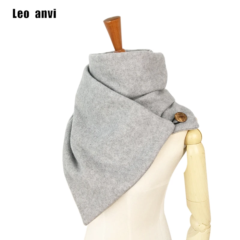 Leo anvi fashion brand designer scarves women men Neck warmer soft mask solid with loop buttons Unisex mujer bufand femme