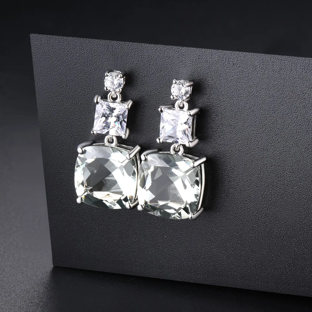 Hutang 7.79ct натуральный зеленый серьги с аметистом 925 пробы Серебряный Драгоценный Камень Изящные элегантные классические ювелирные изделия для женщин подарок