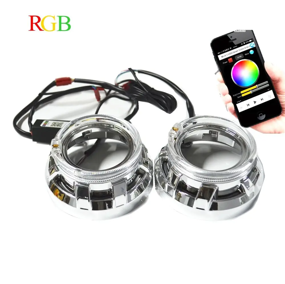 Лаванда 3,0 дюймов H7Q5 автомобиль би ксенон hid объектив проектора с RGB Bluetooth функция ангельские глазки автомобиля монтажный комплект изменение цвета маска изменить - Цвет: Лаванда
