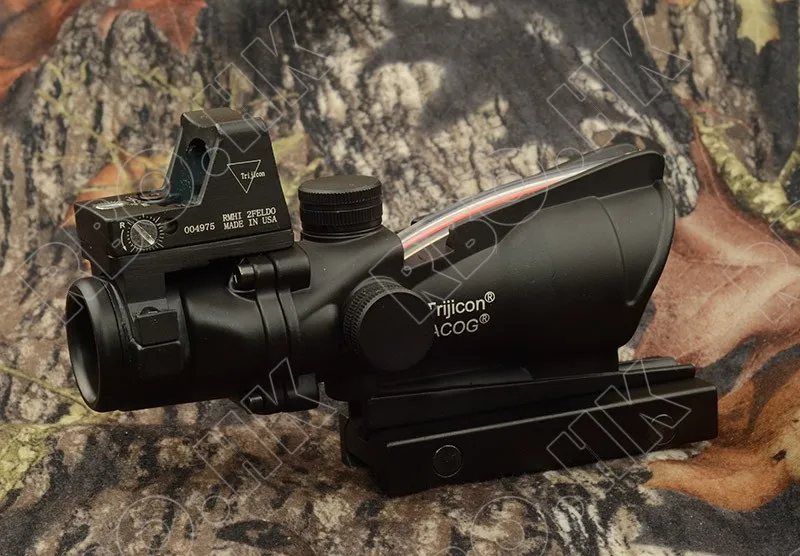 Тактический trijicon в стиле ACOG 4x32 красные оптоволоконные оптический прицел с красным точечным прицел для охоты M6216