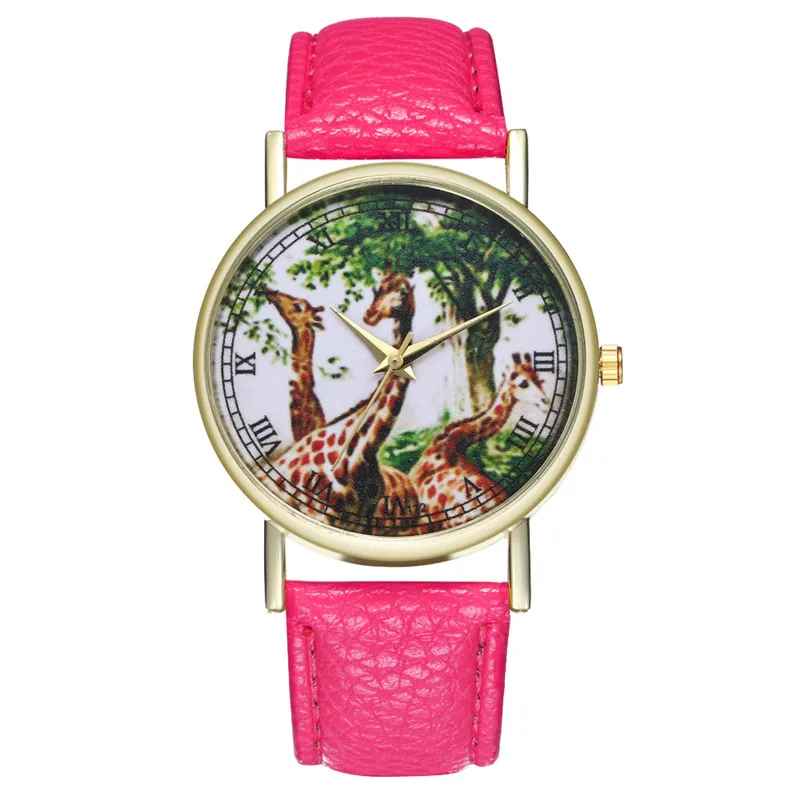 Новые кварцевые часы с изображением жирафа дерева студенческие наручные из