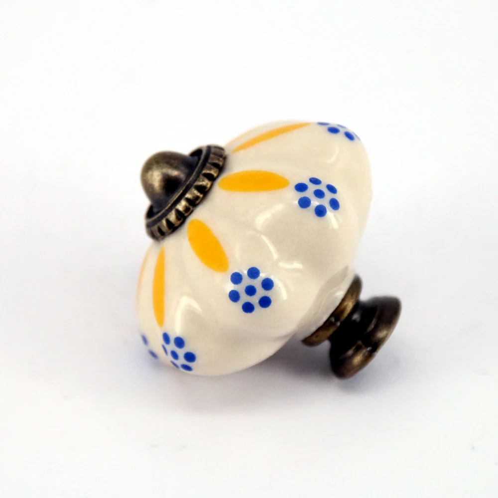 

5PCS Hand Painted Ceramic Cabinet Drawer Pulls Antique Drawer Wardrobe Furniture Door Handle and Knobs for Kitchen