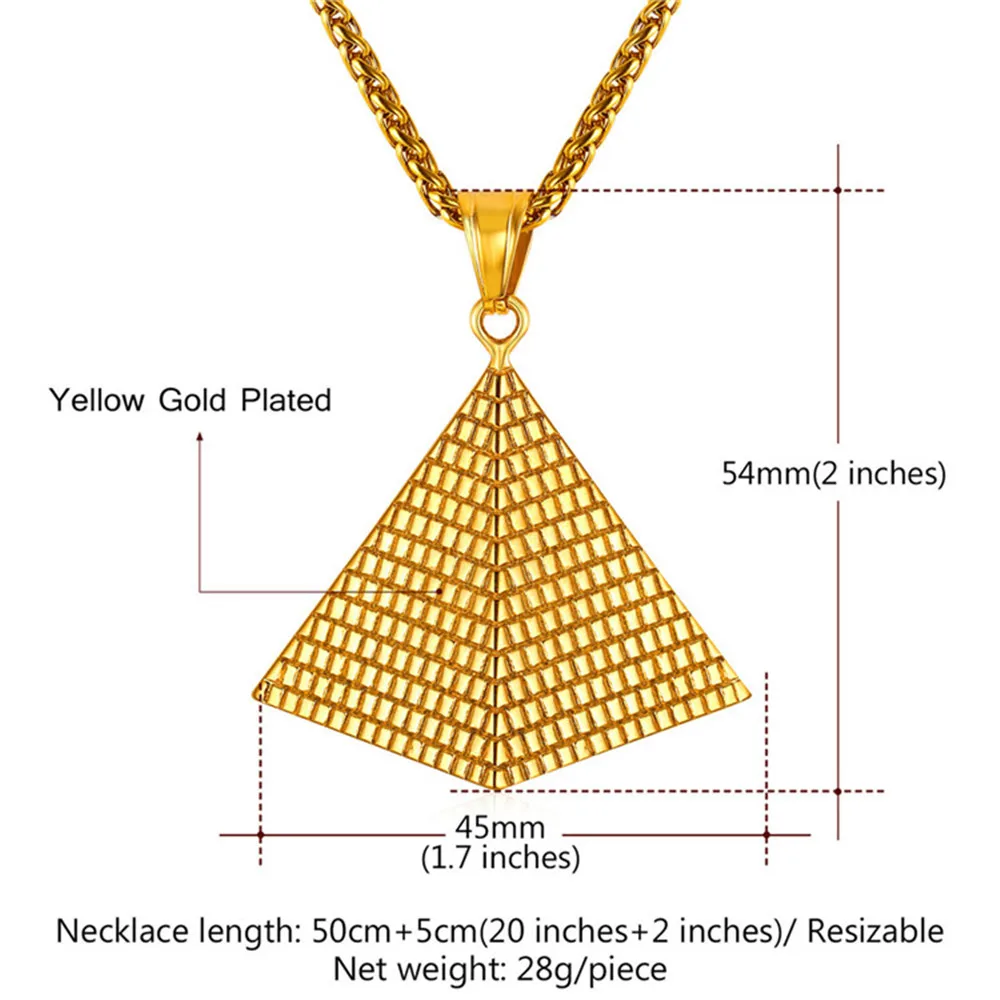 Египетской пирамидой ожерелье для мужчин 316L нержавеющая сталь пшеницы цепи