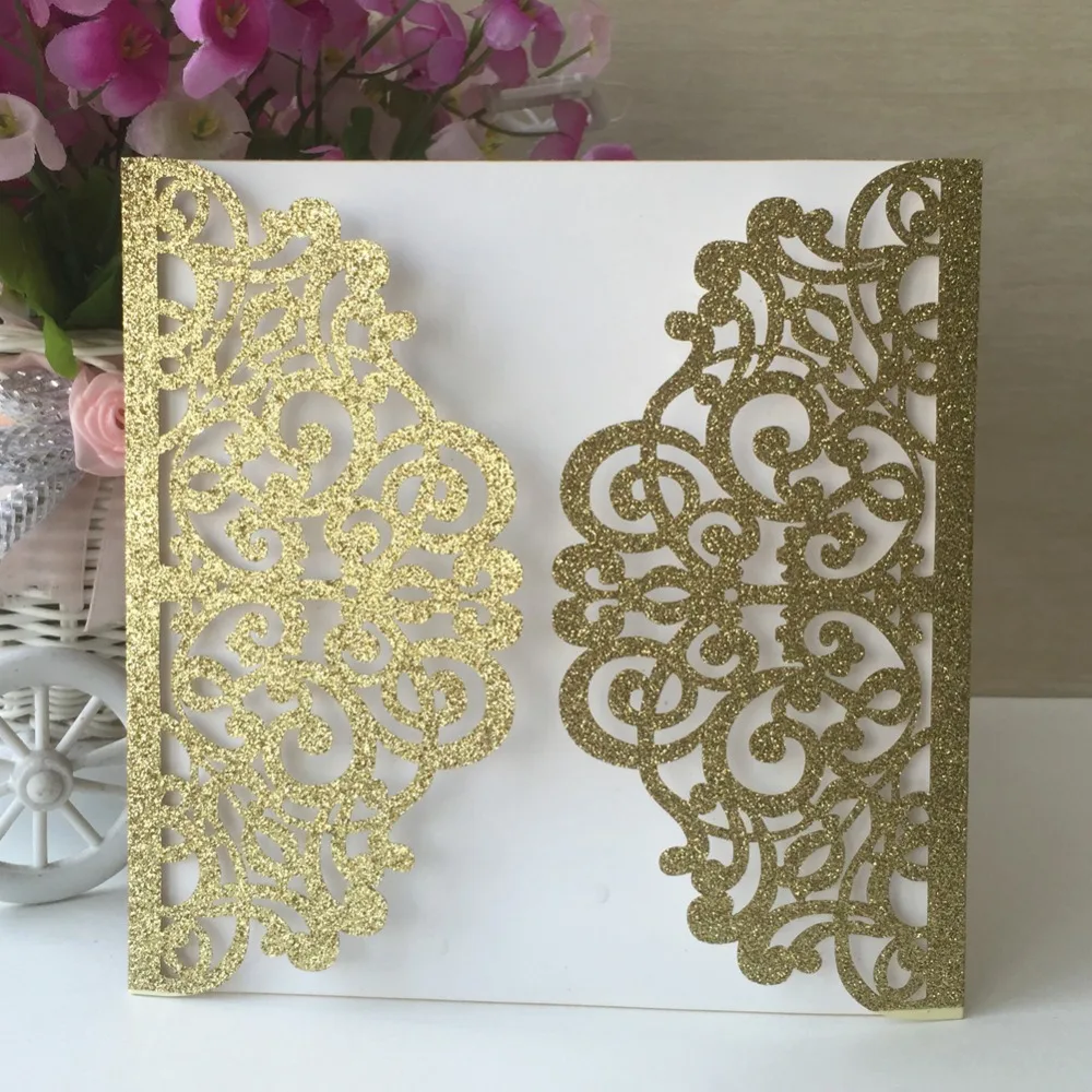 50 шт. блестящая бумага роскошное украшение для вечеринки свадьбы визитки