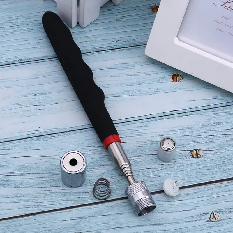 Telescopic Flexible Adjustable Magnetic Pick-Up Tools Lamp W/ LED Flash Light Magnet Long Reach Extendable Pick Up The Iron Rod |