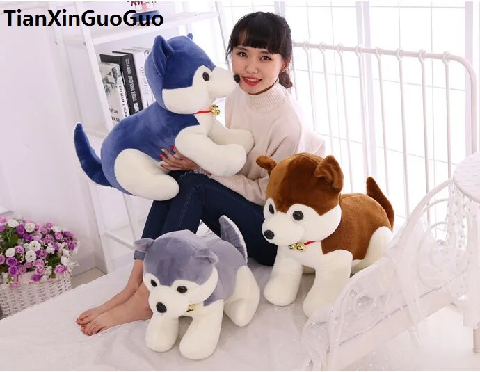 en Ucuz Yeni Varış Güzel çan Husky Köpek Büyük 60 Cm Yumuşak Peluş Oyuncak Bebek Atmak Yastık Doğum Günü Hediyesi B2649