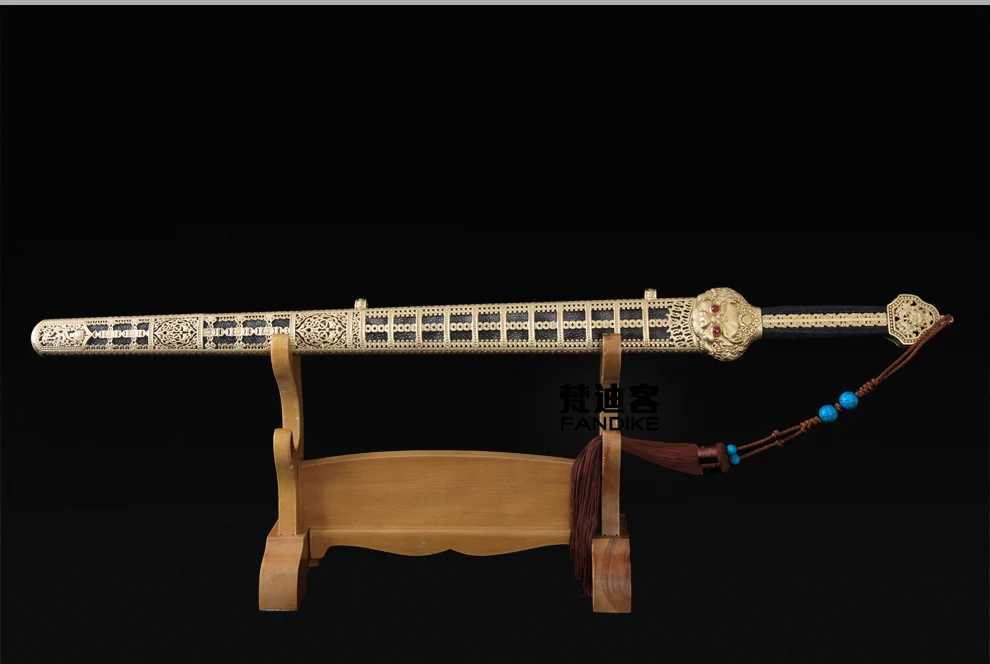High quality Handmade Folded Steel Double Groove Real leather Scabbard Chinese sword Ming dynasty Sharp Blade