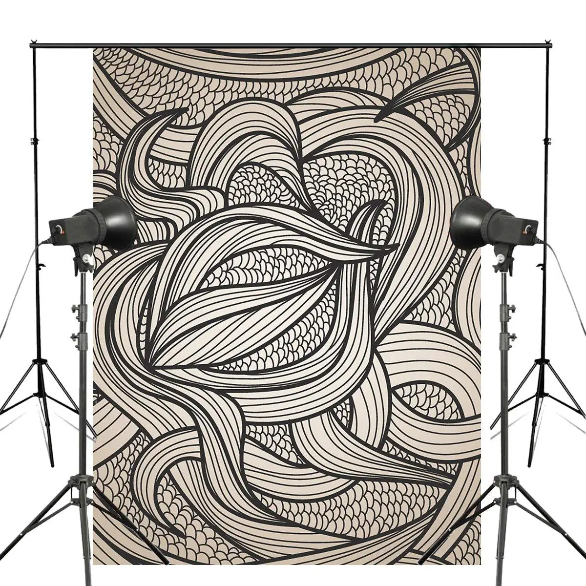 

Abstract Black White Line Ribbon backdrops for photography Art Photo Studio Background Props 5x7ft Wall Backdrops