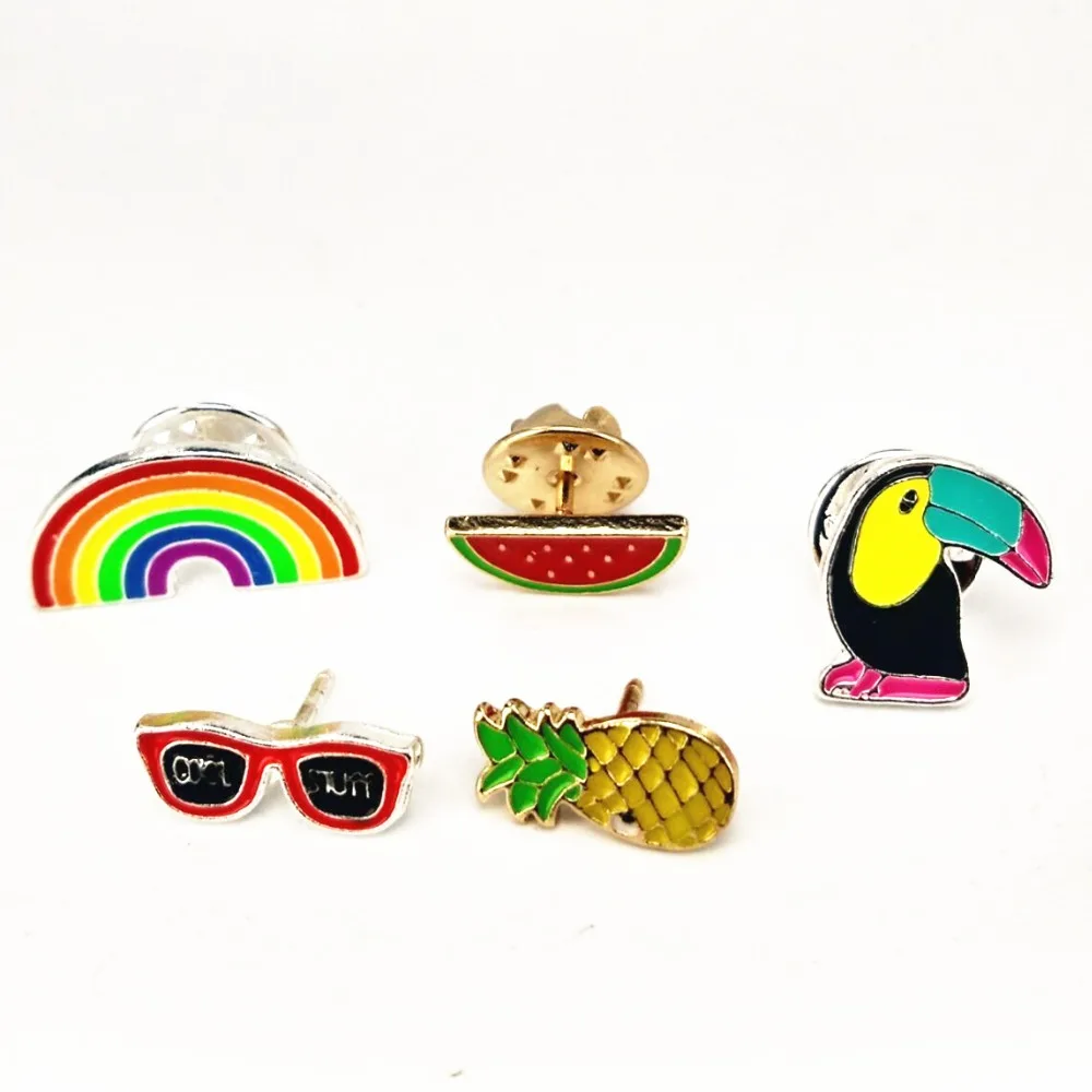 2016 мода лето Радуга арбуз птица пляж аксессуар рубашка брошь на воротник отворот