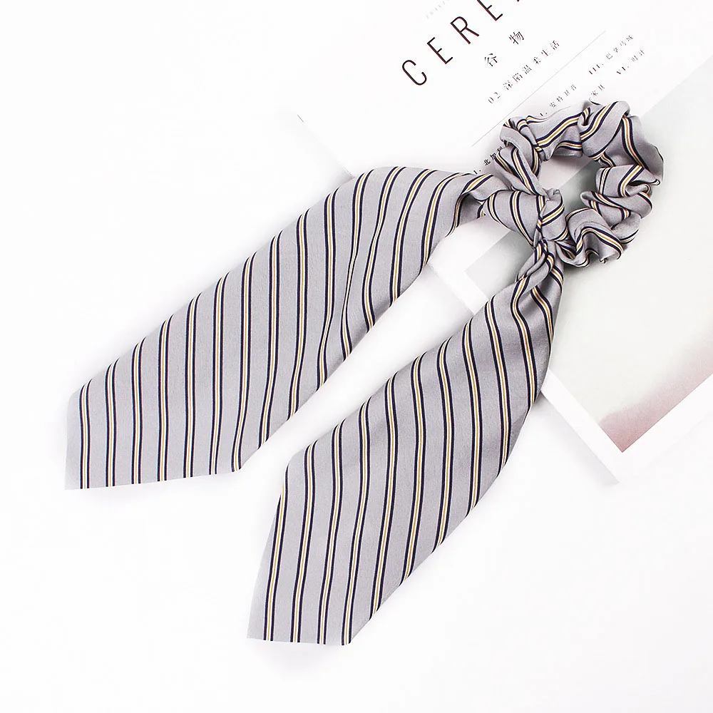 Stripe Grey Модный шарф-бант для волос, Резиновая лента, эластичные резинки для волос для женщин и девушек, резинки для волос с хвостиком, аксессуары для волос - Цвет: Stripe Grey