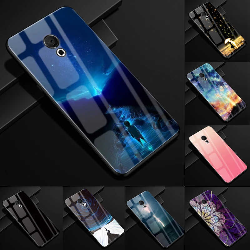 Чехол для Meizu 15 Lite M15 жесткий чехол из закаленного стекла стеклянный задний чехлы