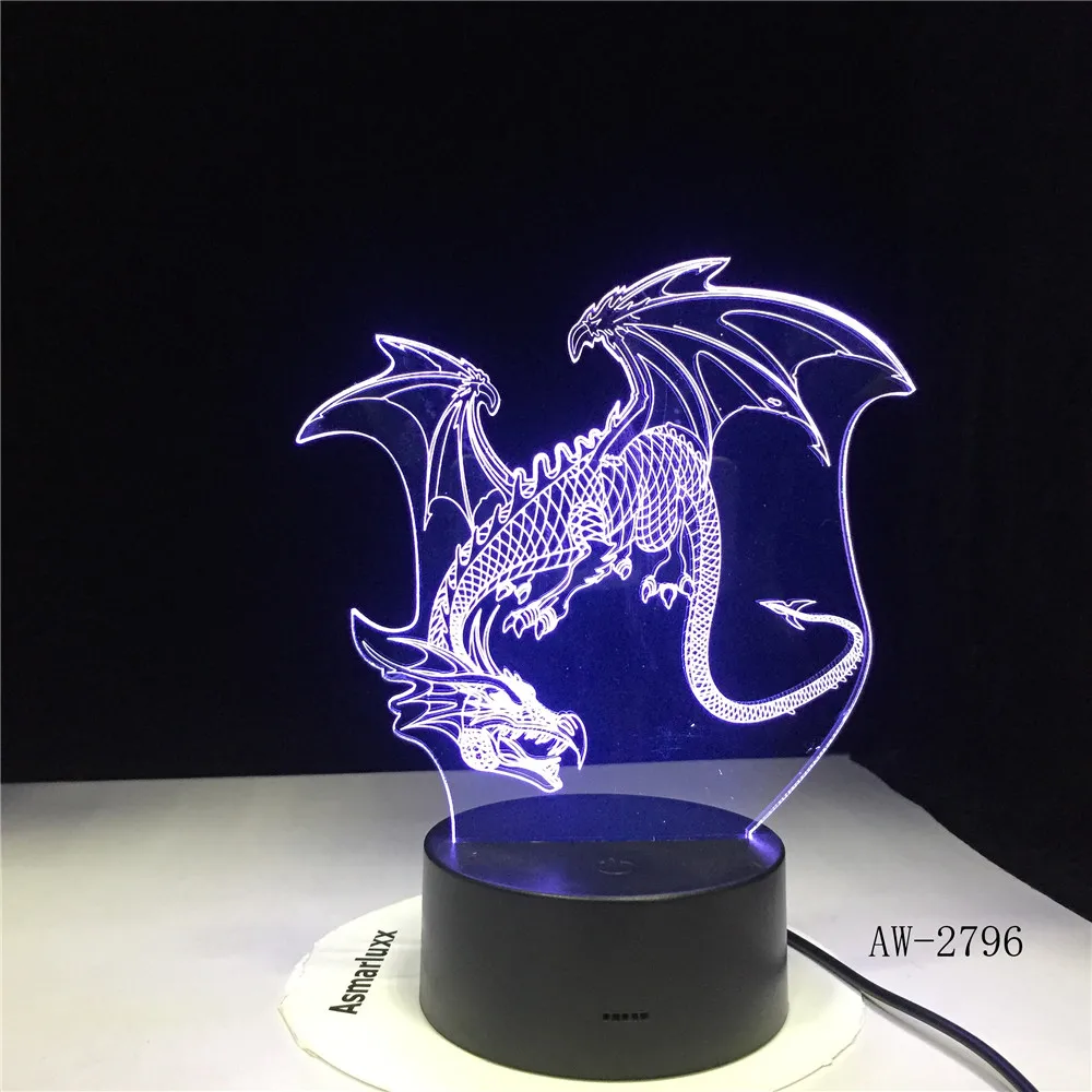 Летающий дракон 3D ночник 7 цветов Изменение светодиодный стол Рождественский подарок древний дракон Искусство декоративный светильник для дома дропшиппинг весь AW-2796