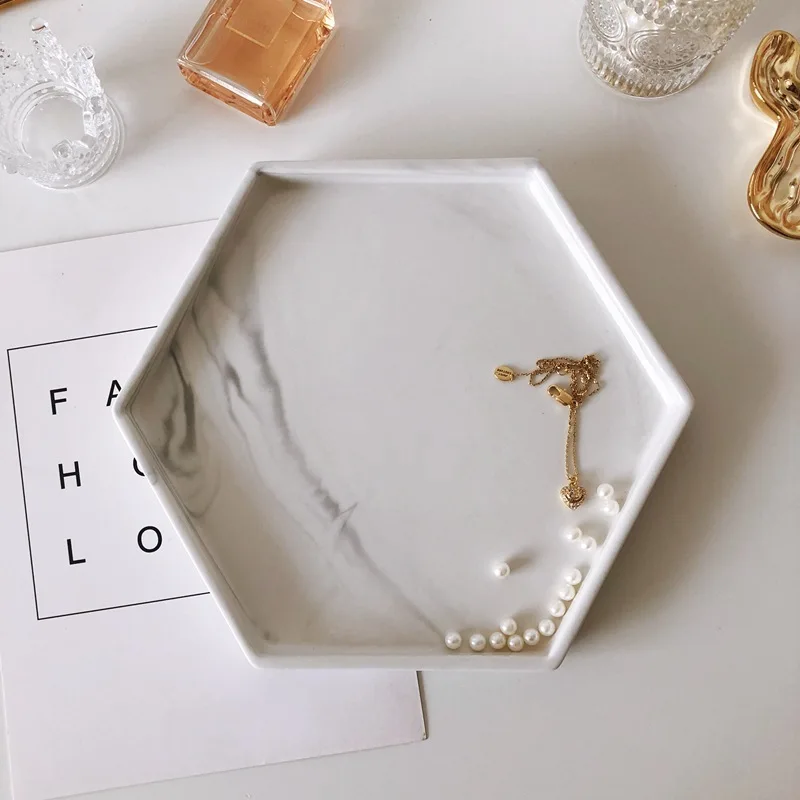 

Cool Wind Marble Storage Tray Ceramic Tray Jewelry Plate Decoration y