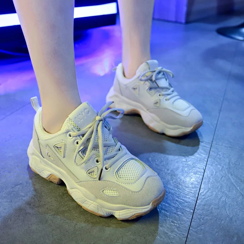 Сезон весна осень женские винтажные кроссовки в стиле Харадзюку дышащая